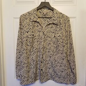 Coral Bay Beige Top with Black Polka Dots